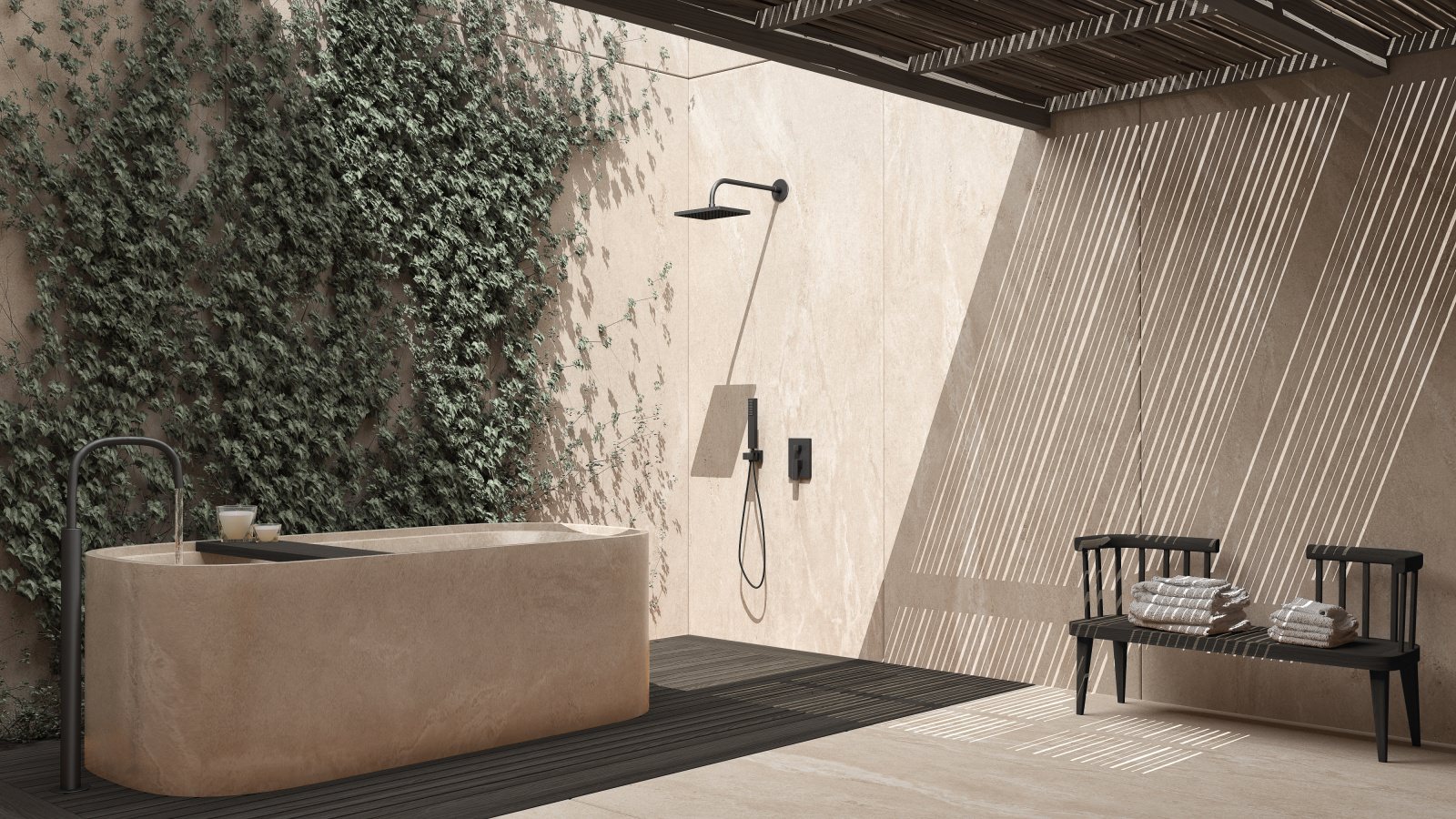 picture of an outdoor shower and tub