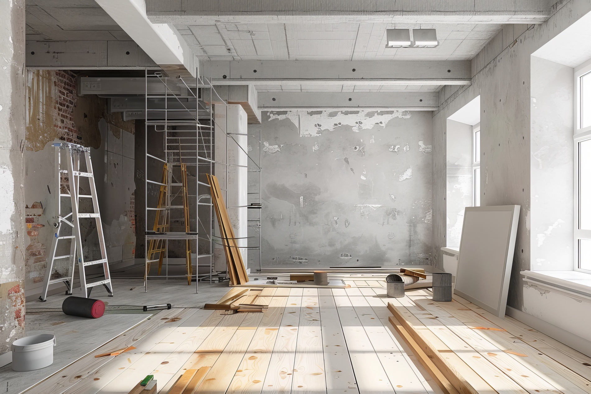 An unfinshed home renovation