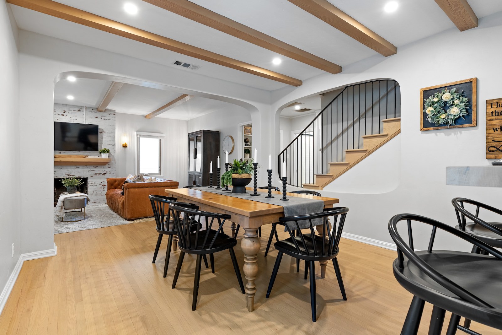 custom dining room by creative property renewal - wood ceiling